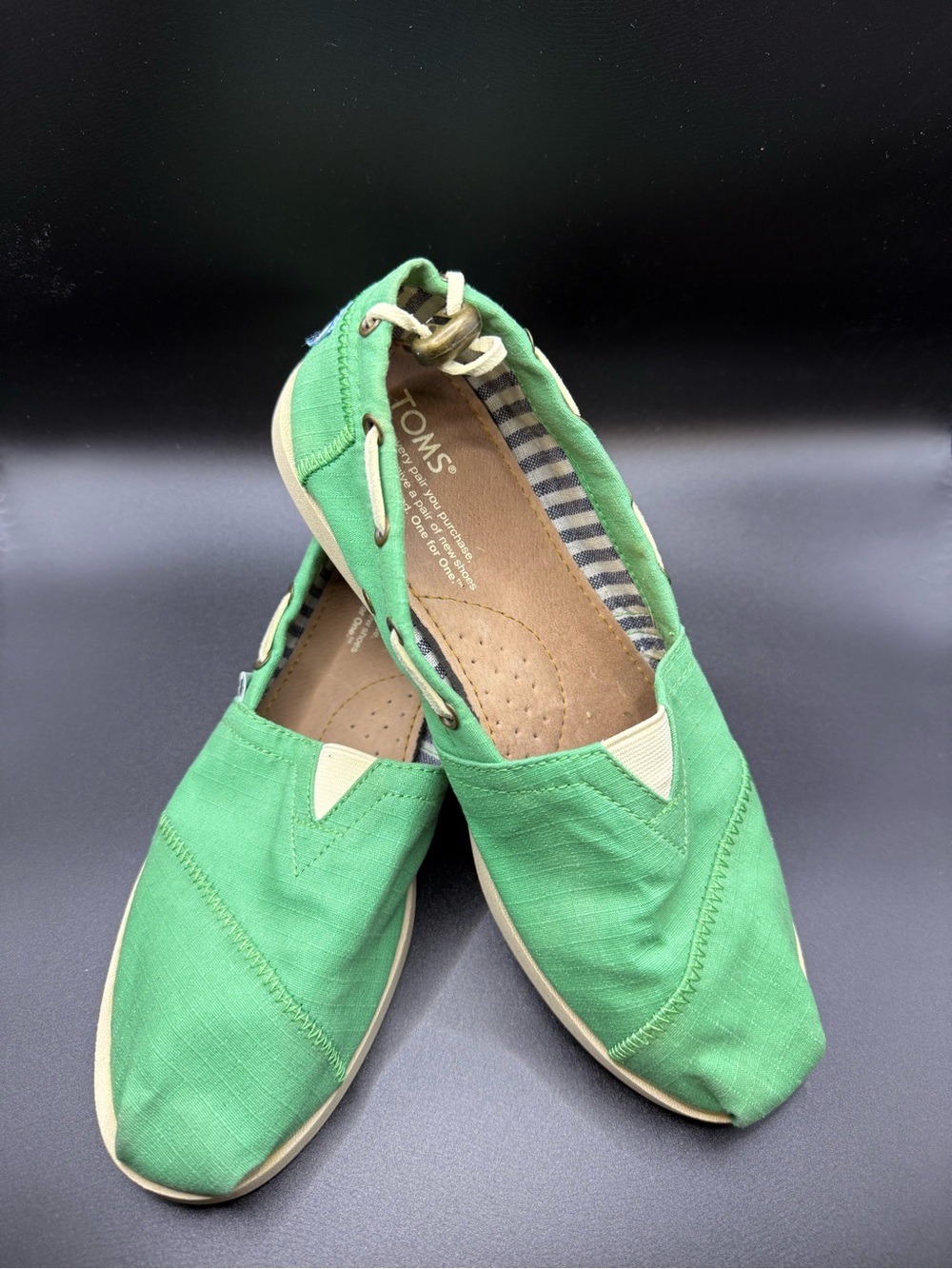 Toms Green Canvas Slip-On Loafers for Women